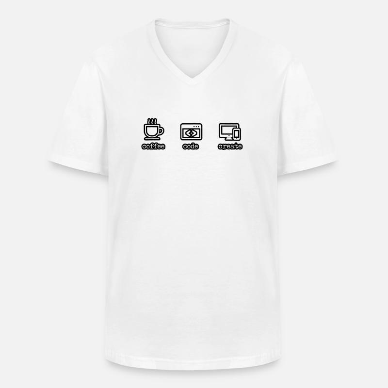 Coffee Code Create - gaveide til studerende - Klassisk herre T-shirt med V-udskæring - hvid