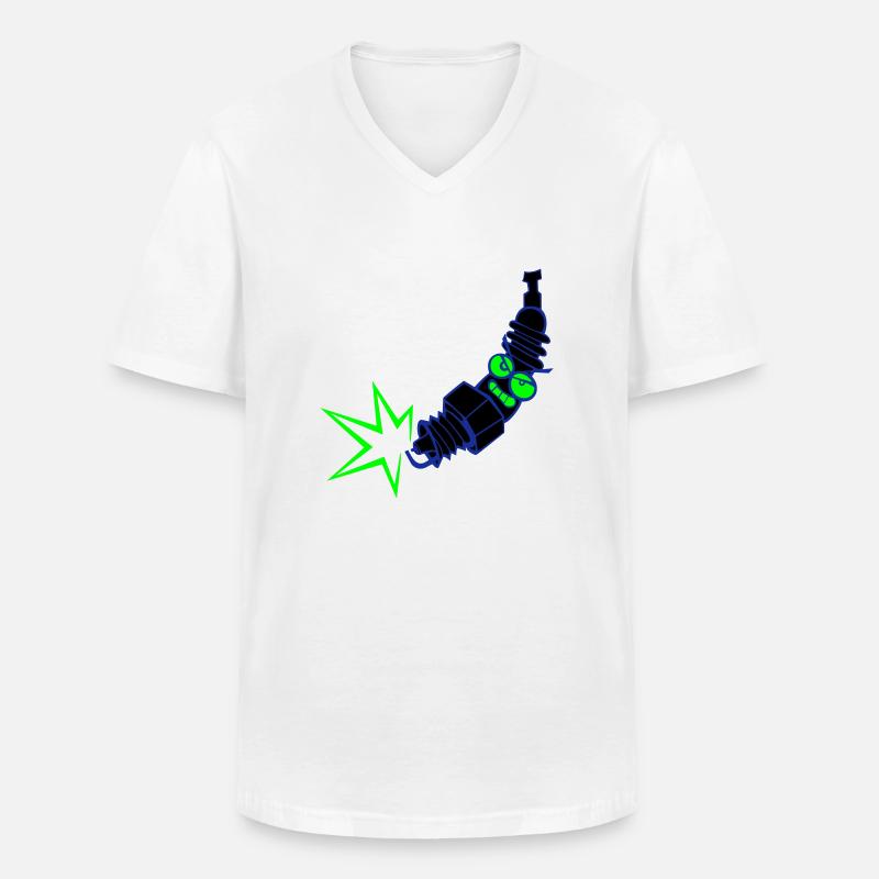 Zündkerze mit Farbänderungsfunktion - Männer-T-Shirt mit V-Ausschnitt - Weiß