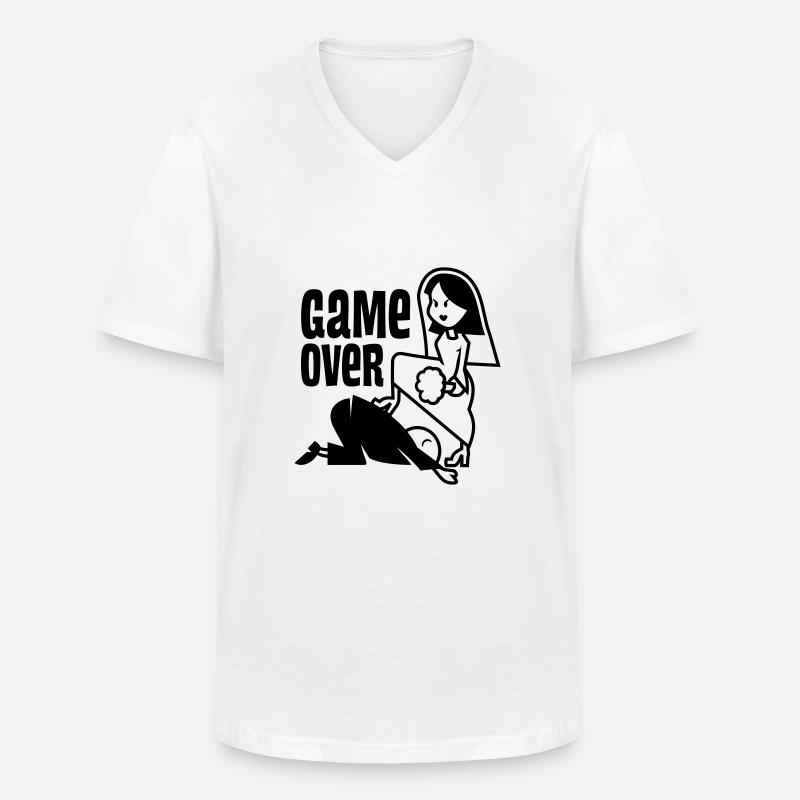 vl050a_gameover_1c - Männer-T-Shirt mit V-Ausschnitt - Weiß