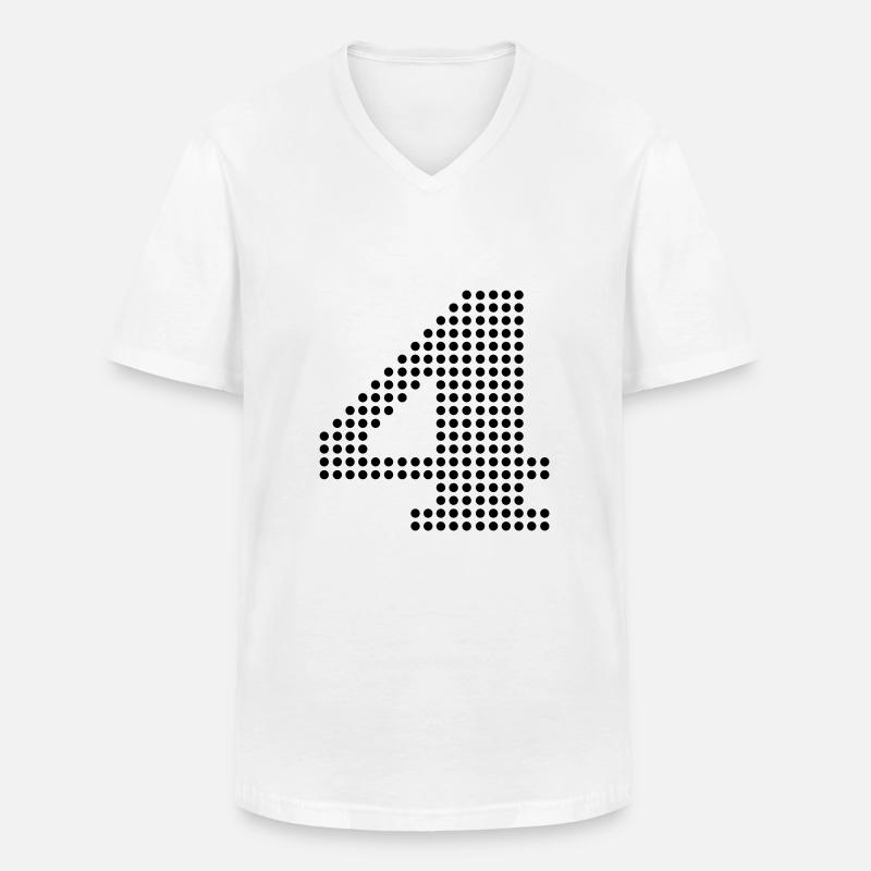 4 nummer - Männer-T-Shirt mit V-Ausschnitt - Weiß