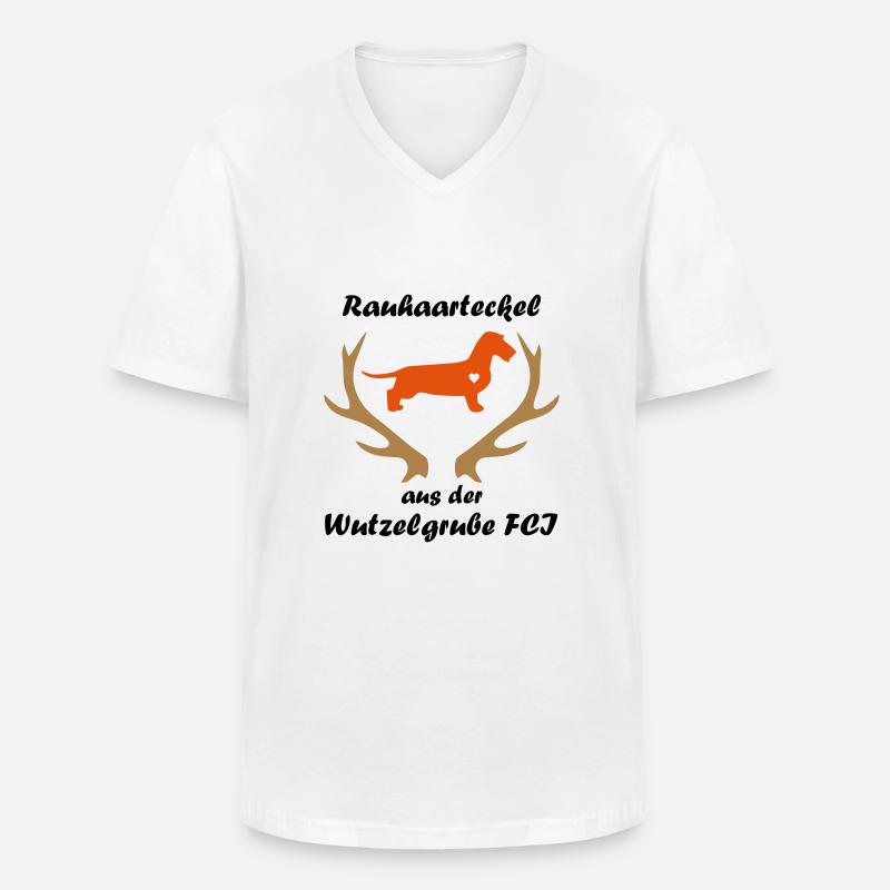 Wutzelgrube Logo Geweih - Männer-T-Shirt mit V-Ausschnitt - Weiß