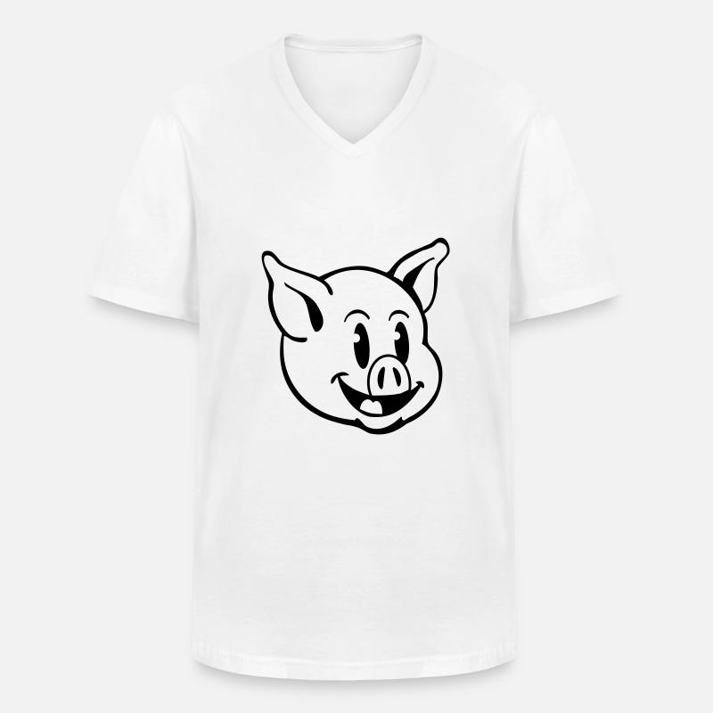 pig_comic_t1 - Männer-T-Shirt mit V-Ausschnitt - Weiß