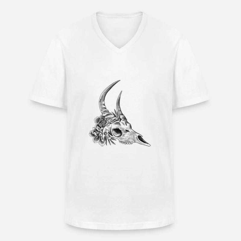 Bockschädel - Männer-T-Shirt mit V-Ausschnitt - Weiß