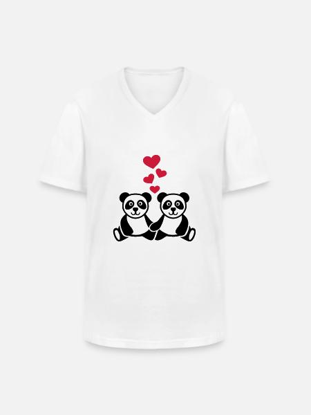 Panda - Men's V-Neck T-Shirt - white