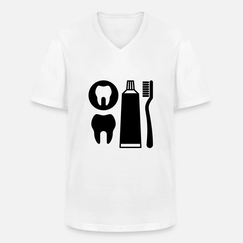 Zahnpflege - Männer-T-Shirt mit V-Ausschnitt - Weiß