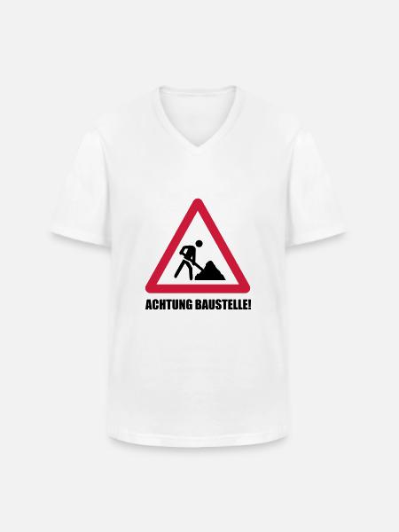 baustelle achtung - Männer-T-Shirt mit V-Ausschnitt - Weiß