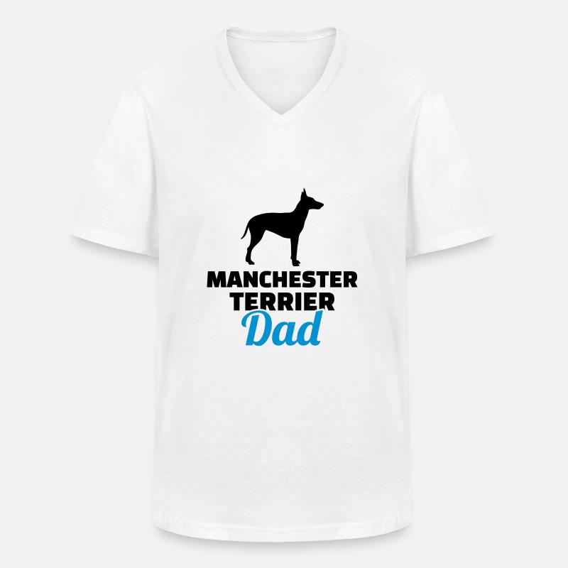 Manchester Terrier - Männer-T-Shirt mit V-Ausschnitt - Weiß