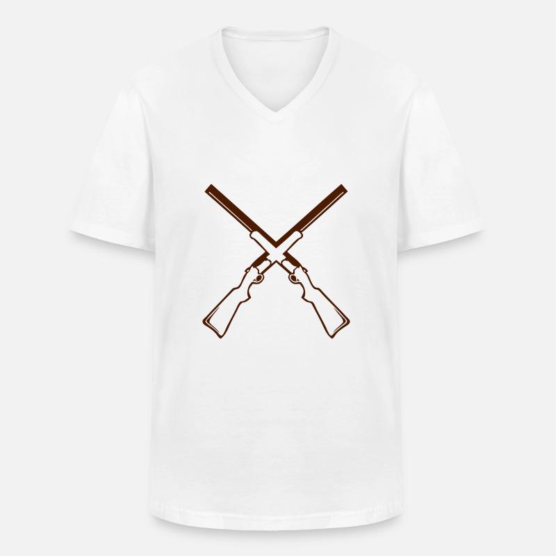 Doppel-Gewehr Jagd - Männer-T-Shirt mit V-Ausschnitt - Weiß