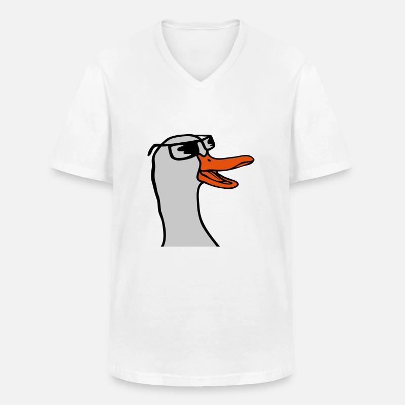 Gesicht Sonnenbrille Gans Comic - Männer-T-Shirt mit V-Ausschnitt - Weiß