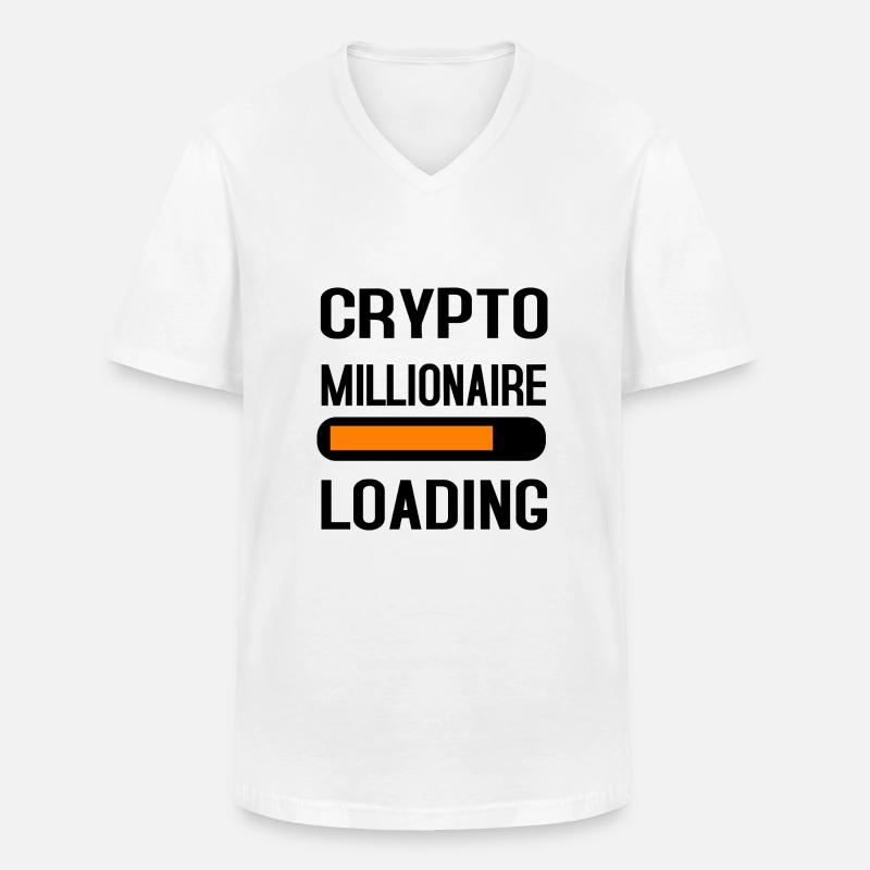 Trading di Bitcoin e azioni crittografiche - Maglietta da uomo classica con scollo a V - bianco