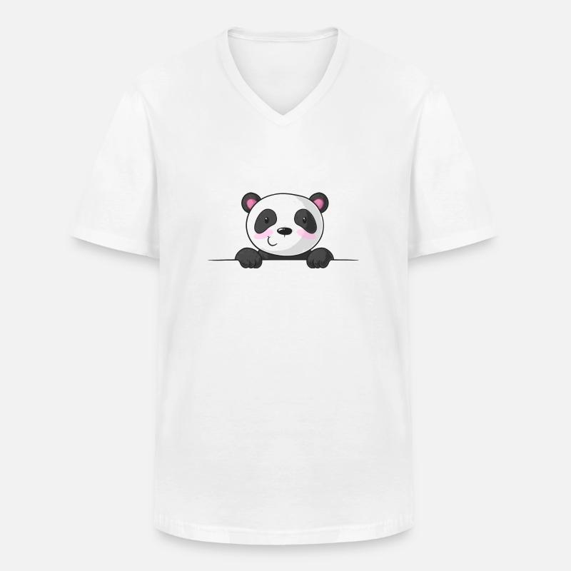 Spickender Comic Panda - Männer-T-Shirt mit V-Ausschnitt - Weiß