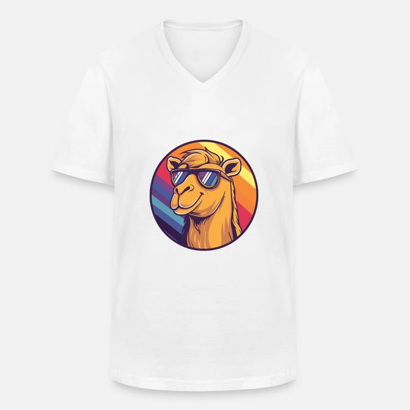 Kamel Comic Cool Sommer - Männer-T-Shirt mit V-Ausschnitt - Weiß