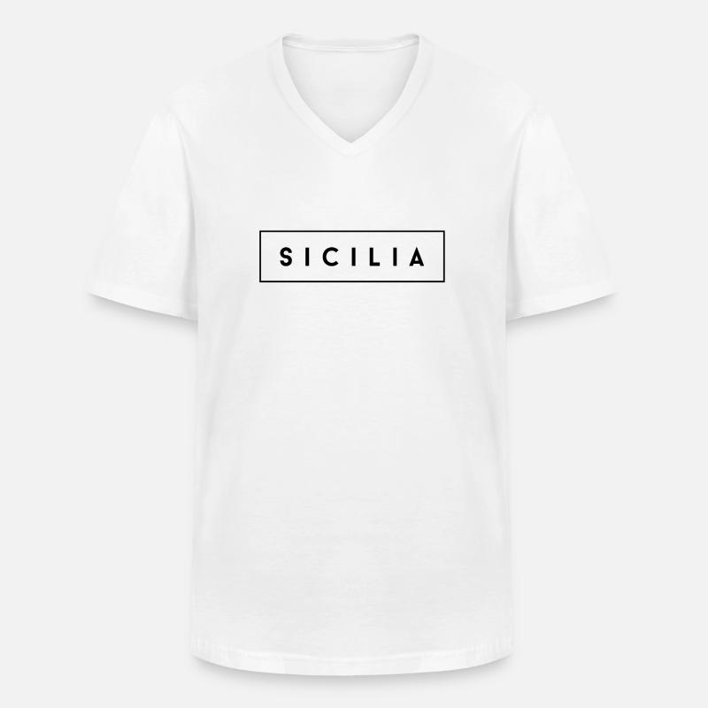 Sizilien Mode - Männer-T-Shirt mit V-Ausschnitt - Weiß