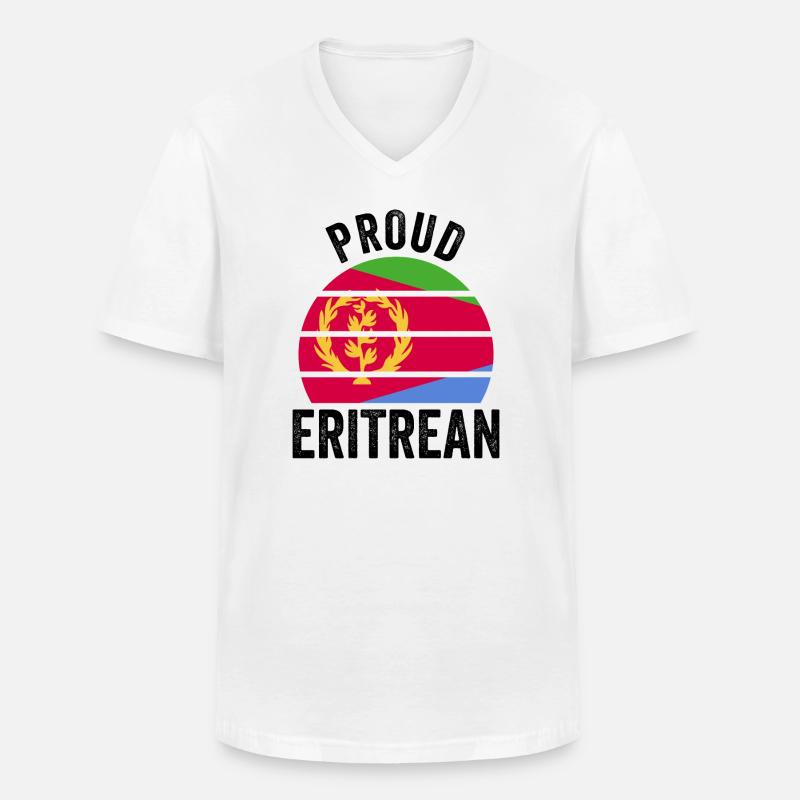 Proud Eritrean | Eritrea Flagge - Männer-T-Shirt mit V-Ausschnitt - Weiß
