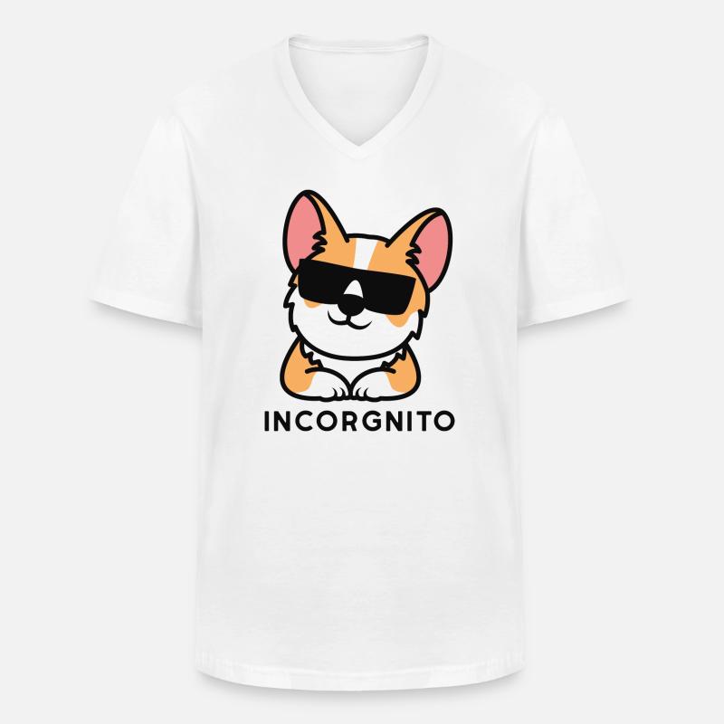 Incorgnito - Männer-T-Shirt mit V-Ausschnitt - Weiß