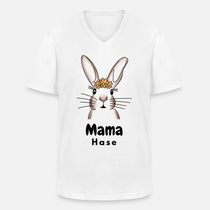 süßer Mama Hase mit Blumen - Männer-T-Shirt mit V-Ausschnitt - Weiß