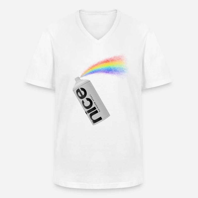 nice - Das spritzige Regenbogen Spray - Männer-T-Shirt mit V-Ausschnitt - Weiß