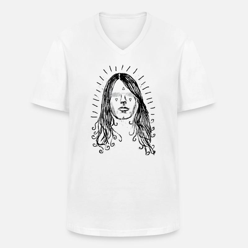 Psychedelic Rocker - Männer-T-Shirt mit V-Ausschnitt - Weiß