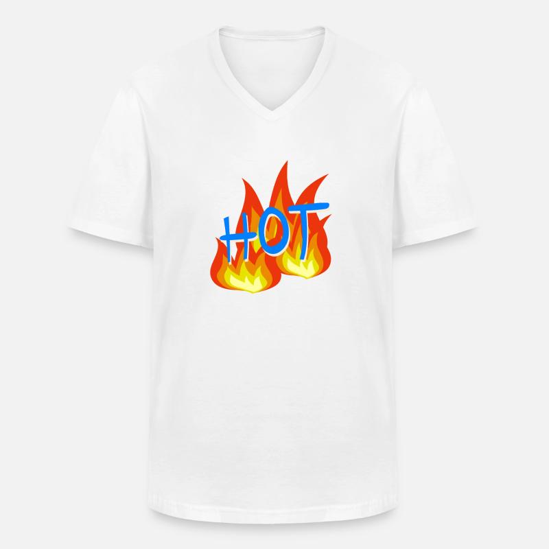 Flammen Hot - Männer-T-Shirt mit V-Ausschnitt - Weiß