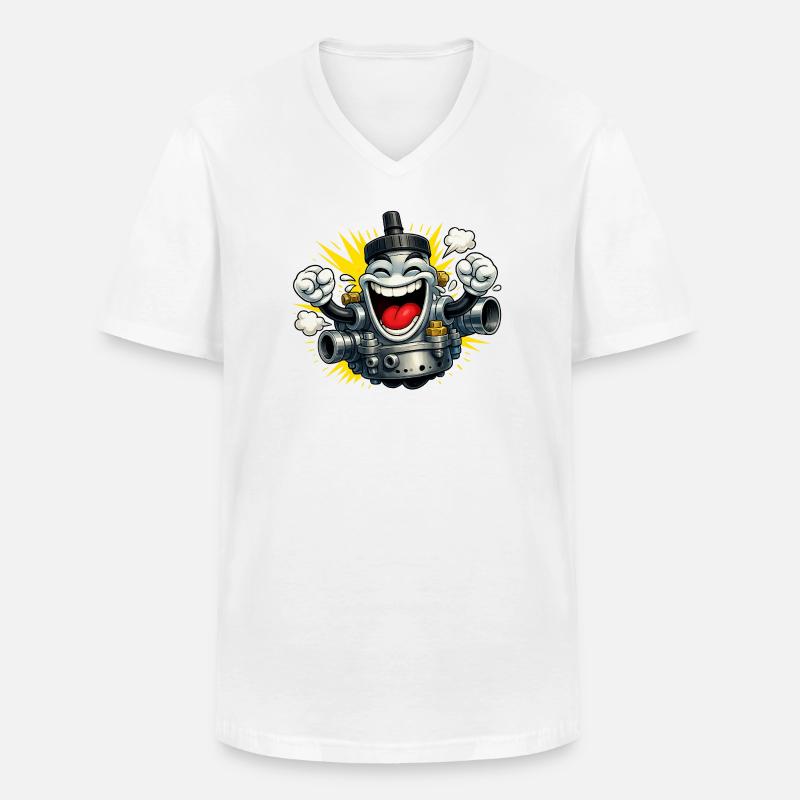 Vergaser Mofa Fun - Männer-T-Shirt mit V-Ausschnitt - Weiß