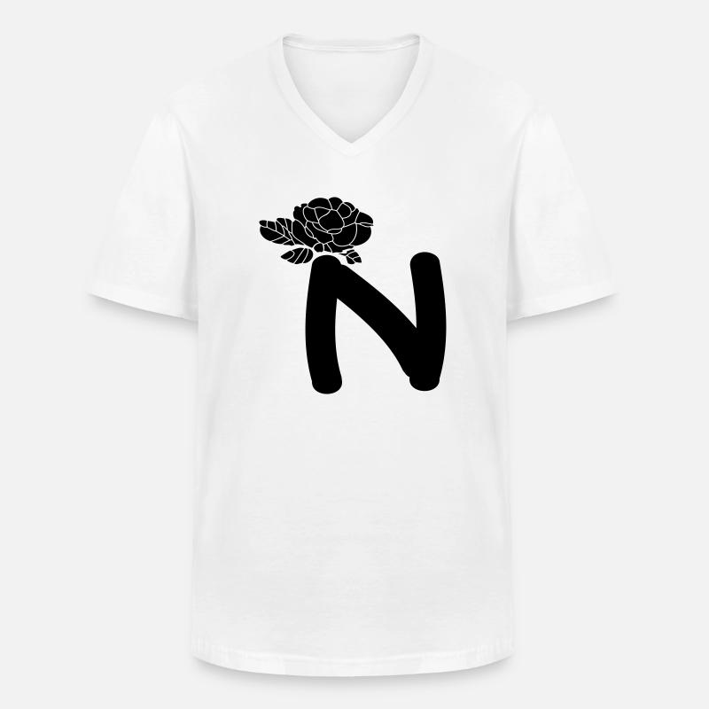 AlphabetBuchstabe N mit Blume - Männer-T-Shirt mit V-Ausschnitt - Weiß