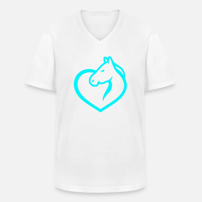 Pferde - Männer-T-Shirt mit V-Ausschnitt - Weiß