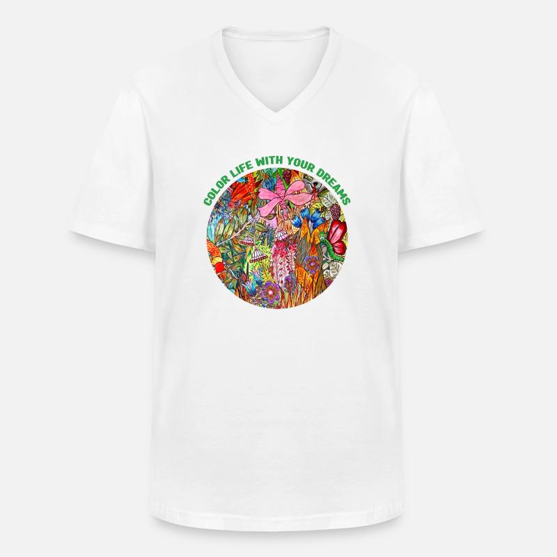 Farblebensdauer - Männer-T-Shirt mit V-Ausschnitt - Weiß