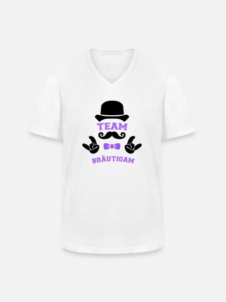 Team Groom - Men's V-Neck T-Shirt - white