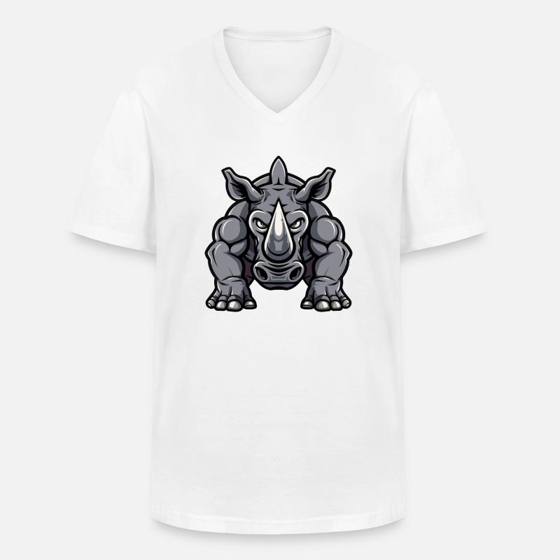 Nashorn Comic - Männer-T-Shirt mit V-Ausschnitt - Weiß