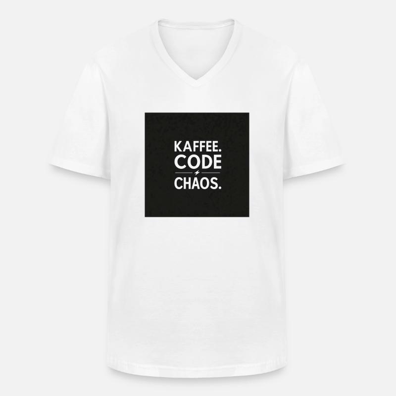 Kaffee, Code, Chaos - Männer-T-Shirt mit V-Ausschnitt - Weiß