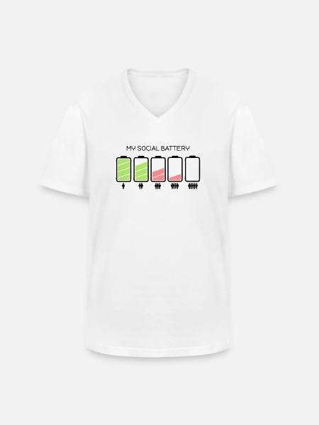 my social battery - Männer-T-Shirt mit V-Ausschnitt - Weiß