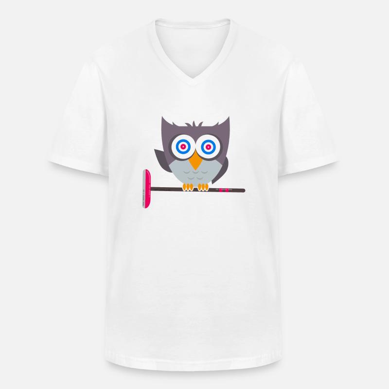 curling eisstockschießen curlingstein curling-eule - Männer-T-Shirt mit V-Ausschnitt - Weiß