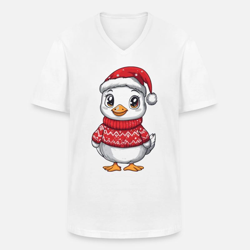 Gans Weihnachten Comic - Männer-T-Shirt mit V-Ausschnitt - Weiß