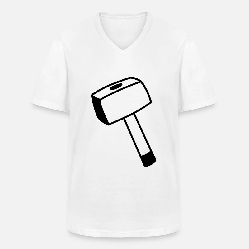 Hammer - Männer-T-Shirt mit V-Ausschnitt - Weiß