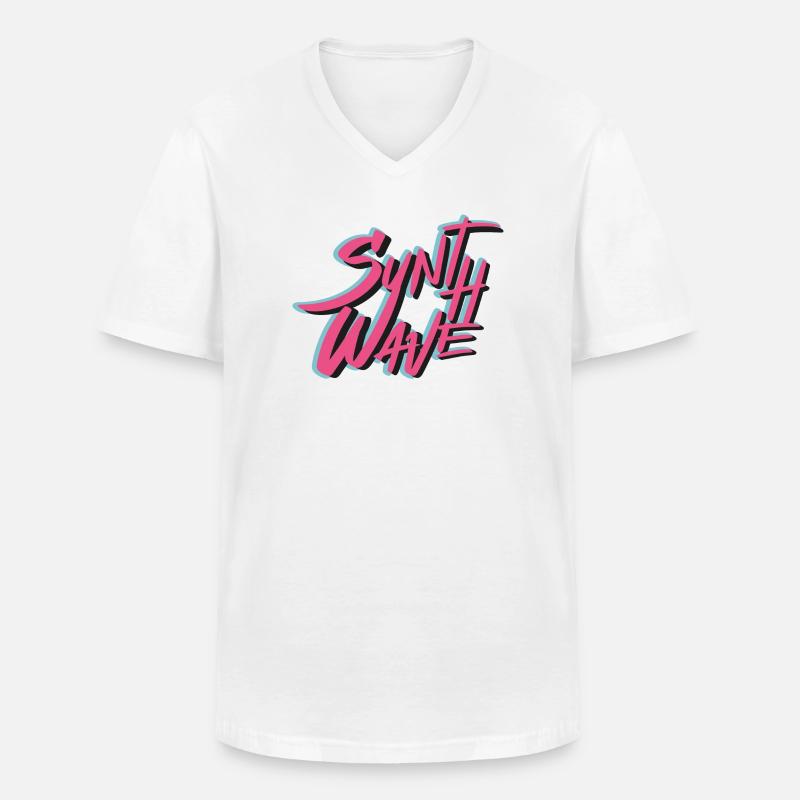 Synthwave - Männer-T-Shirt mit V-Ausschnitt - Weiß