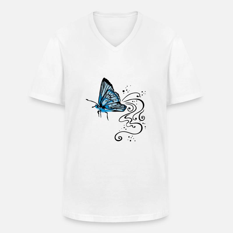 Schmetterling - Männer-T-Shirt mit V-Ausschnitt - Weiß
