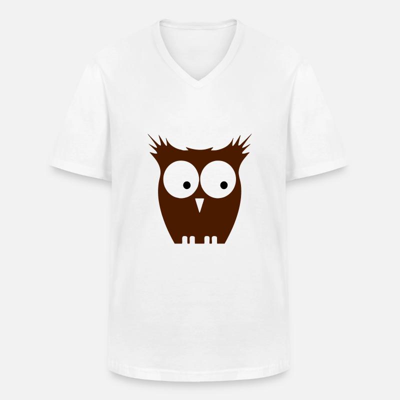 eule braun - Männer-T-Shirt mit V-Ausschnitt - Weiß
