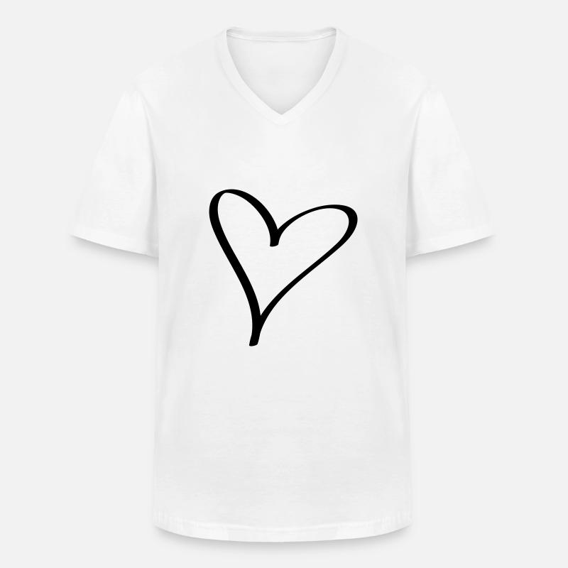 Herz - Männer-T-Shirt mit V-Ausschnitt - Weiß