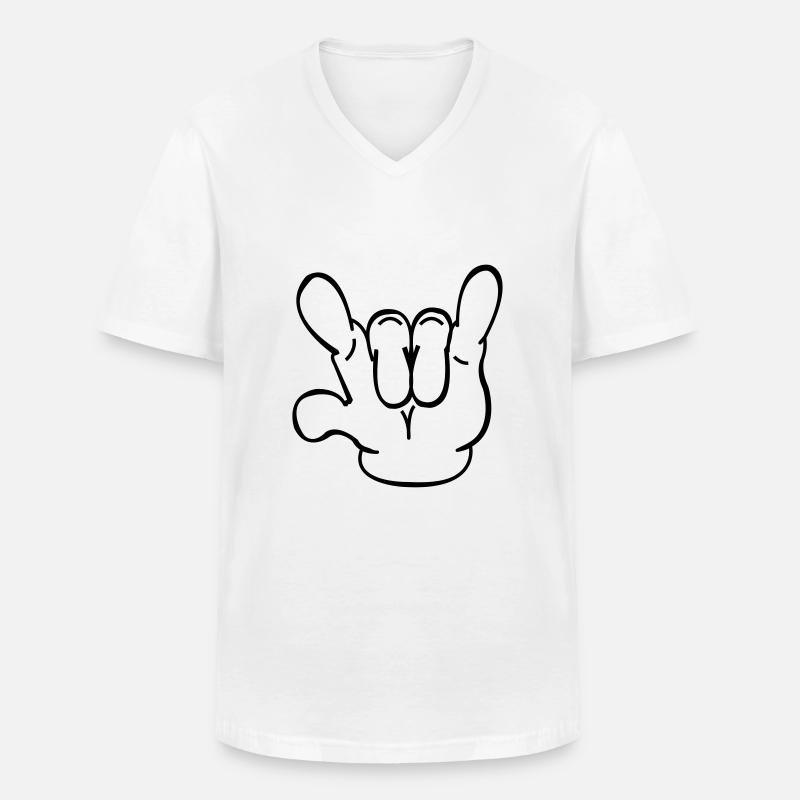devil_hand - Männer-T-Shirt mit V-Ausschnitt - Weiß