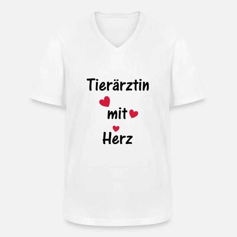 Tierärztin mit Herz - Männer-T-Shirt mit V-Ausschnitt - Weiß