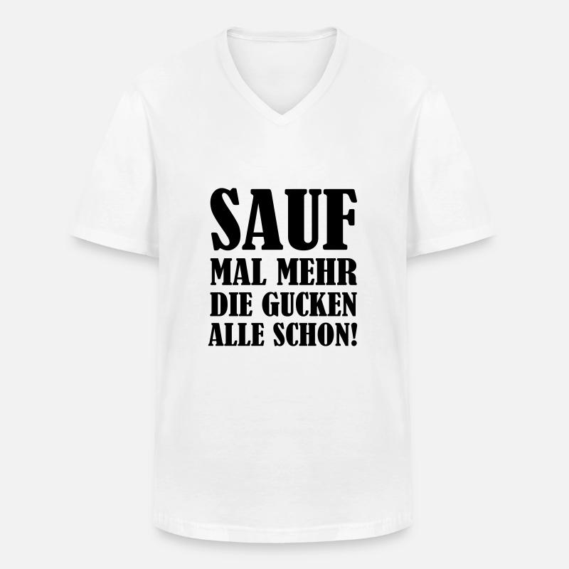 sauf_mal_mehr_01 - Männer-T-Shirt mit V-Ausschnitt - Weiß