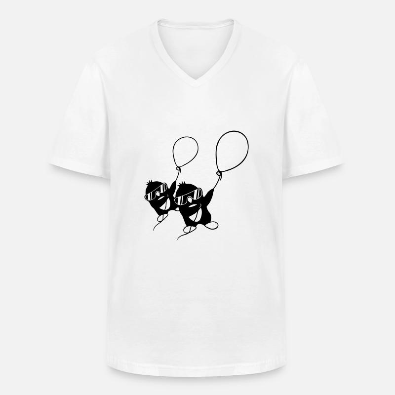 Freunde Pinguine fliegen weg - Männer-T-Shirt mit V-Ausschnitt - Weiß