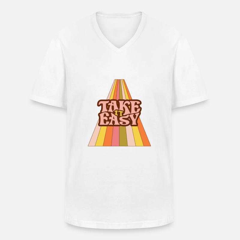 Take it Easy - Männer-T-Shirt mit V-Ausschnitt - Weiß