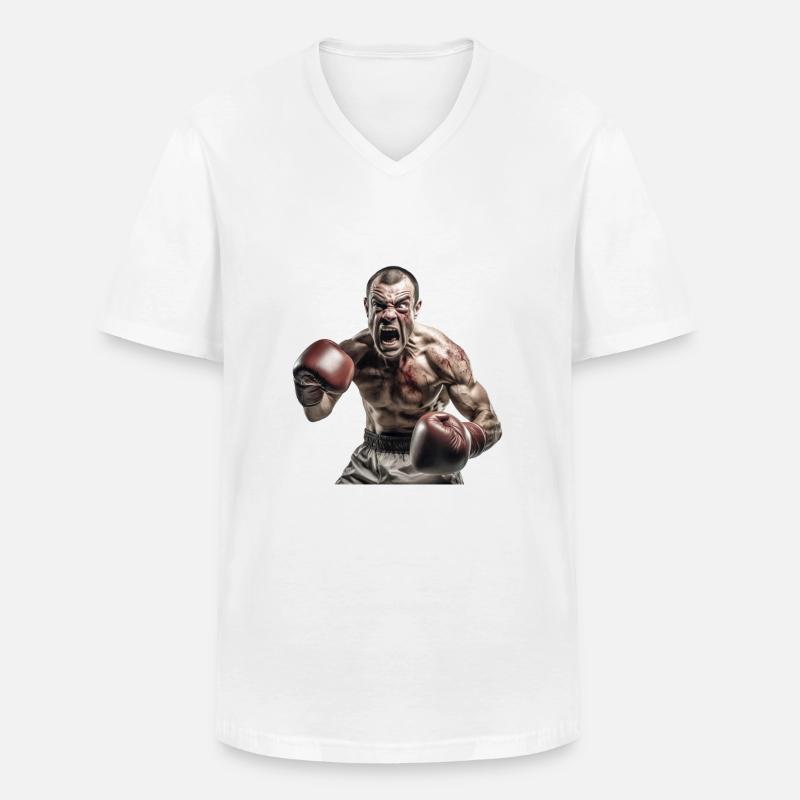 Boxer - Männer-T-Shirt mit V-Ausschnitt - Weiß