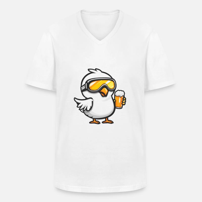 Taube Vogel Ski Bier - Männer-T-Shirt mit V-Ausschnitt - Weiß