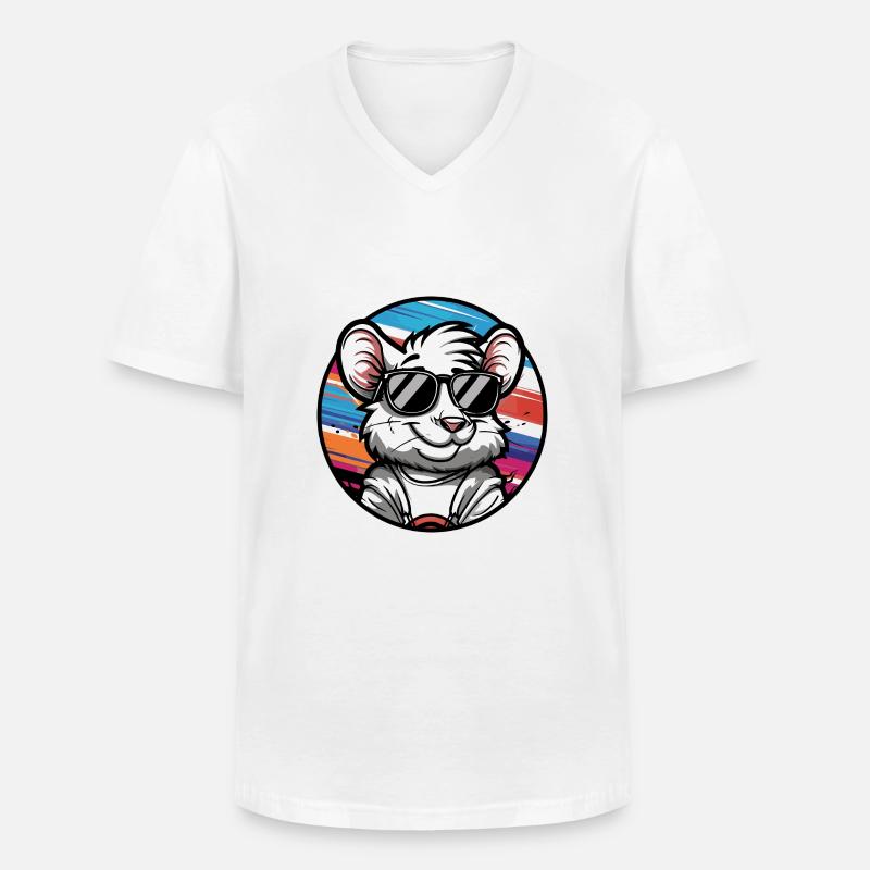 Maus Comic Cool Sommer - Männer-T-Shirt mit V-Ausschnitt - Weiß