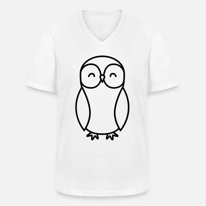 Eule Comic - Männer-T-Shirt mit V-Ausschnitt - Weiß