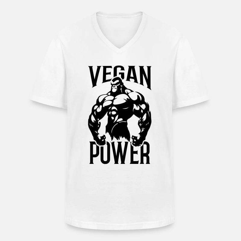 Gorilla Vegan Power - Männer-T-Shirt mit V-Ausschnitt - Weiß