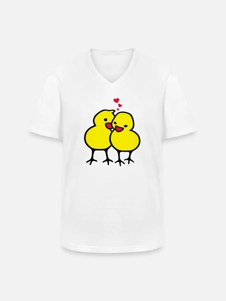 chicks in love (c) - Men's V-Neck T-Shirt - white