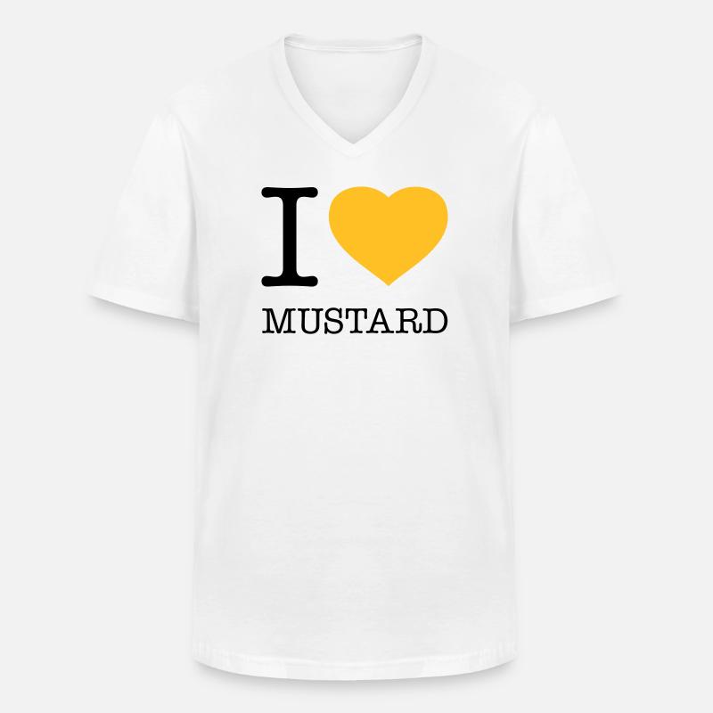 I LOVE MUSTARD Senf Wurst - Männer-T-Shirt mit V-Ausschnitt - Weiß